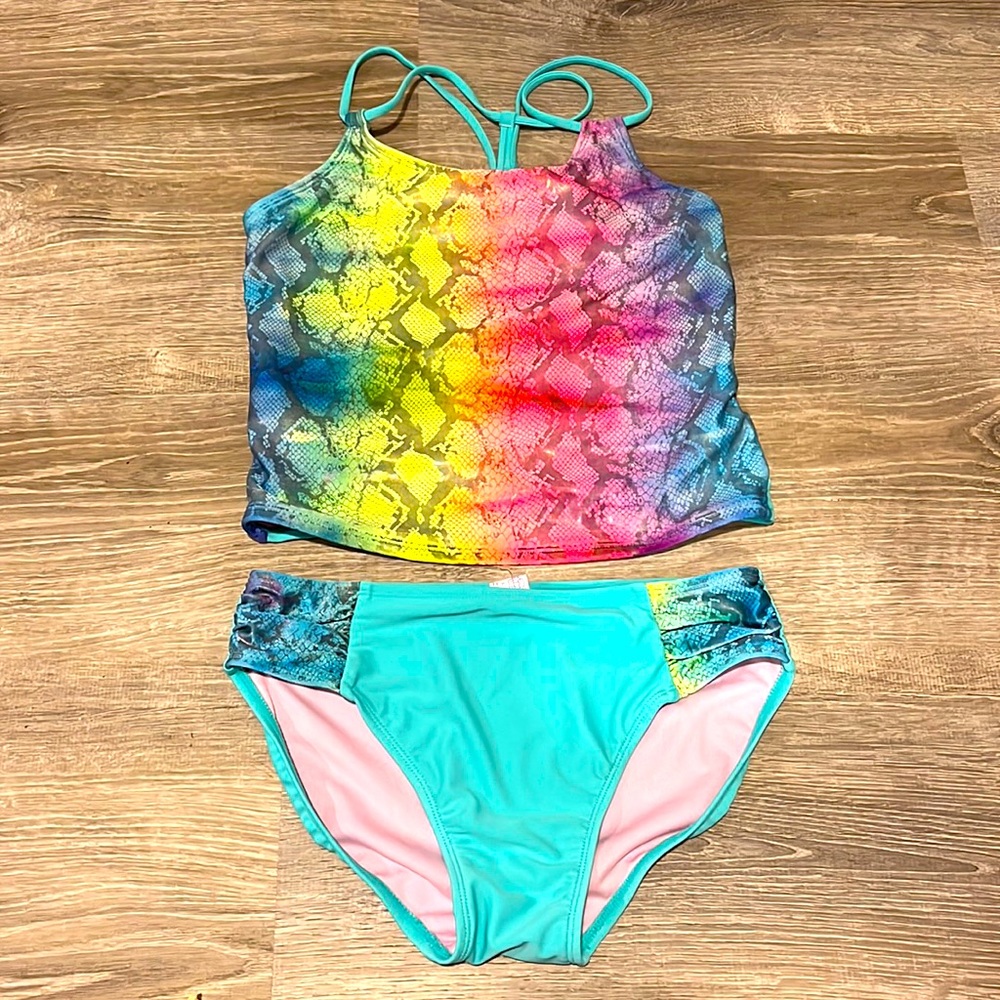 More Than Magic Tankini Bathing Suit Python Snake Rainbow Tie Dye